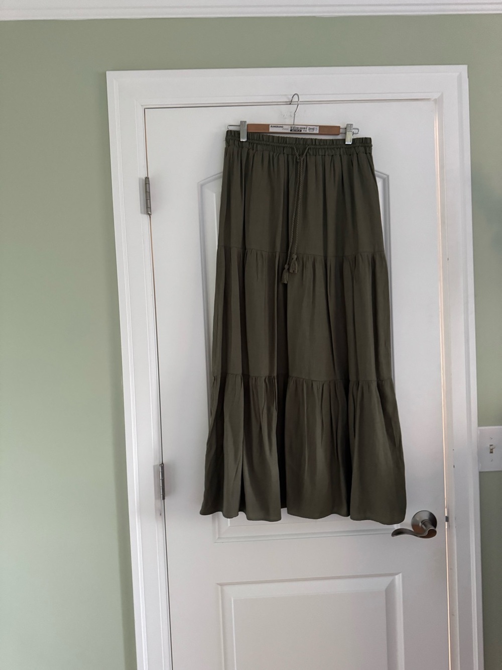 Olive Tiered Maxi Skirt - Women's